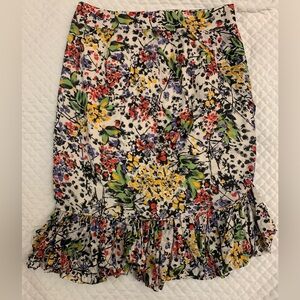 Edmé & Esyllte 90s Asymmetrical Color Cotton Skirt Lushly Floral Design Size 4